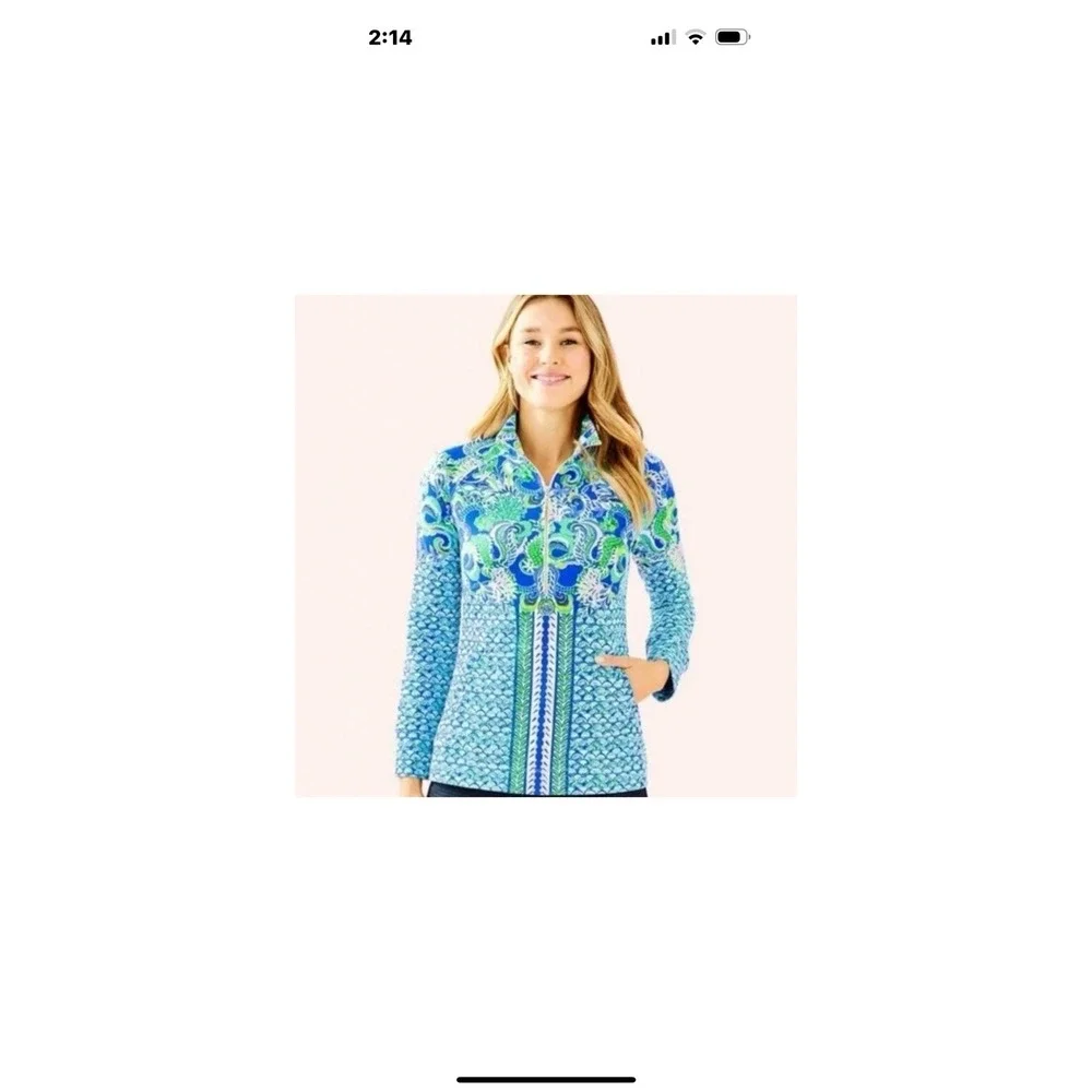 Lilly Pulitzer Blue Grotto Sirens & Spirit Skipper UPF 50 Pullover‎ Size Small
